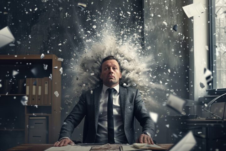 Jefe estresado por caos